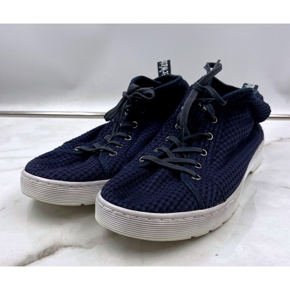 Dr. Martens Shoes Mens 11 Navy Waffle Knit Mid Top Sneakers White Sole AirWair